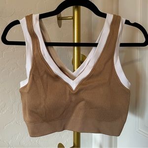 NWOT Aerie brown ribbed sports bra